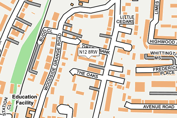 N12 8RW map - OS OpenMap – Local (Ordnance Survey)