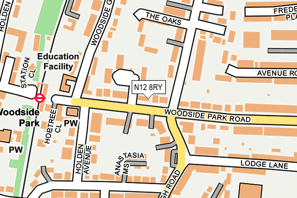 N12 8RY map - OS OpenMap – Local (Ordnance Survey)