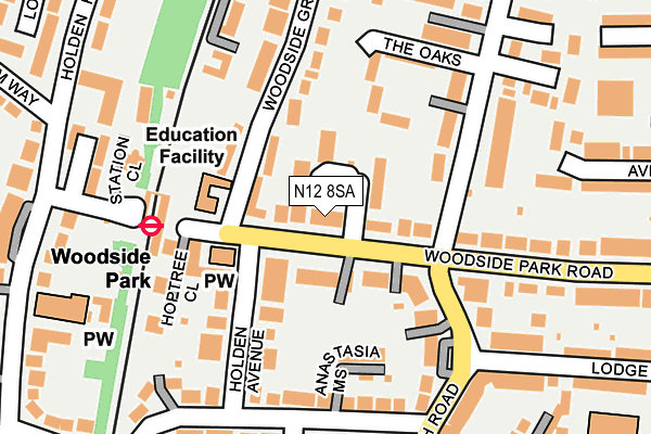 N12 8SA map - OS OpenMap – Local (Ordnance Survey)