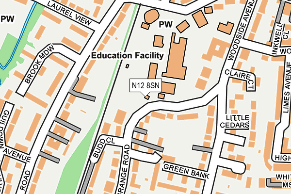N12 8SN map - OS OpenMap – Local (Ordnance Survey)