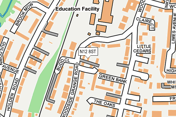 N12 8ST map - OS OpenMap – Local (Ordnance Survey)