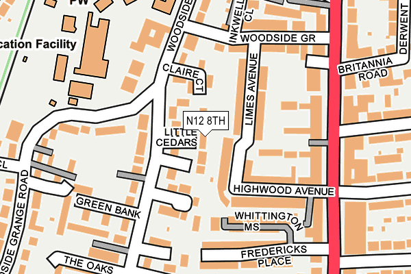 N12 8TH map - OS OpenMap – Local (Ordnance Survey)