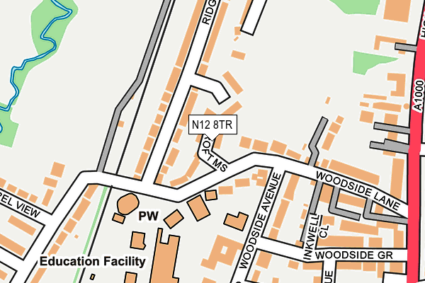 N12 8TR map - OS OpenMap – Local (Ordnance Survey)
