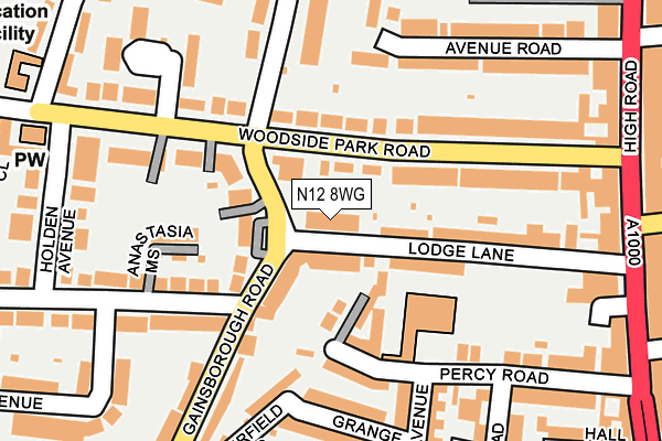 N12 8WG map - OS OpenMap – Local (Ordnance Survey)