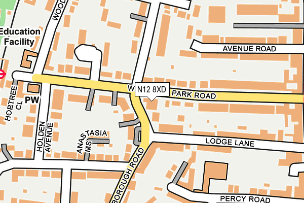 N12 8XD map - OS OpenMap – Local (Ordnance Survey)