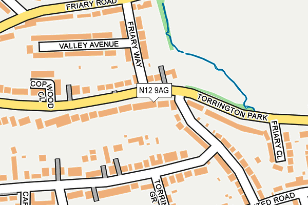 N12 9AG map - OS OpenMap – Local (Ordnance Survey)