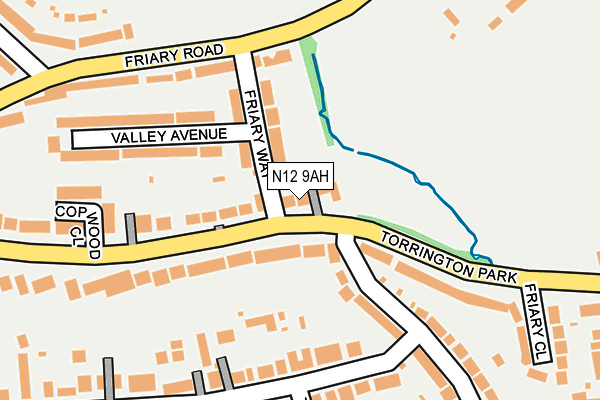 N12 9AH map - OS OpenMap – Local (Ordnance Survey)