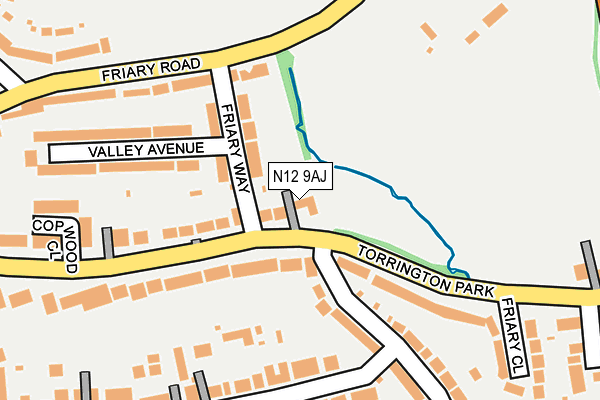 N12 9AJ map - OS OpenMap – Local (Ordnance Survey)