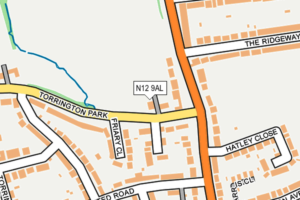 N12 9AL map - OS OpenMap – Local (Ordnance Survey)