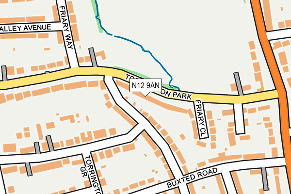 N12 9AN map - OS OpenMap – Local (Ordnance Survey)