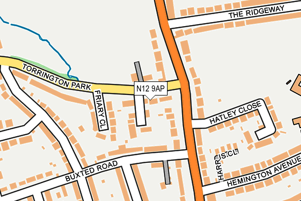 N12 9AP map - OS OpenMap – Local (Ordnance Survey)