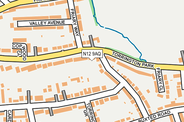 N12 9AQ map - OS OpenMap – Local (Ordnance Survey)