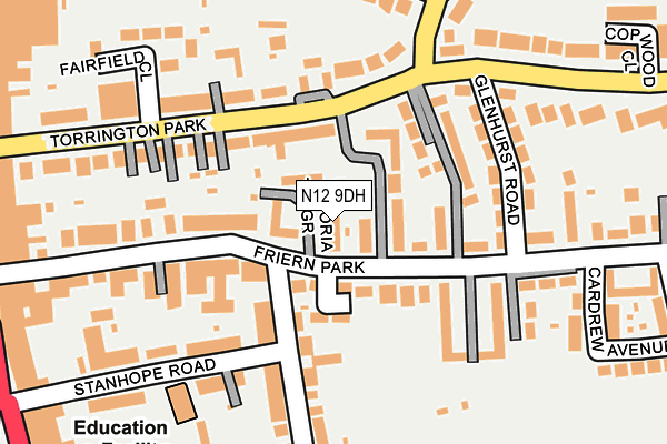 N12 9DH map - OS OpenMap – Local (Ordnance Survey)