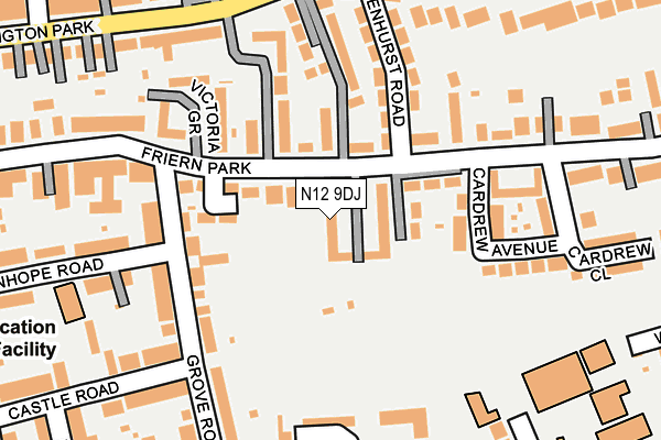 N12 9DJ map - OS OpenMap – Local (Ordnance Survey)