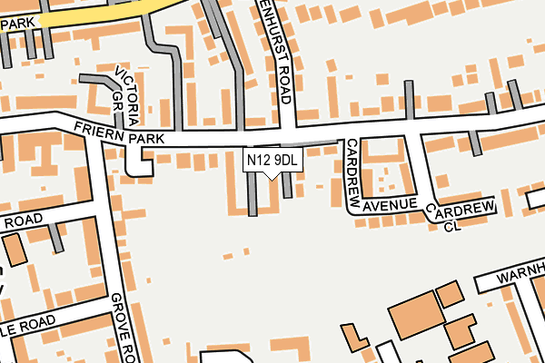 N12 9DL map - OS OpenMap – Local (Ordnance Survey)