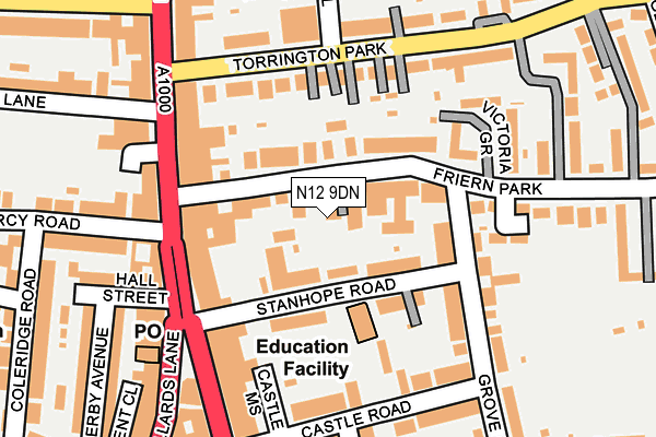 N12 9DN map - OS OpenMap – Local (Ordnance Survey)