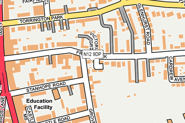 N12 9DP map - OS OpenMap – Local (Ordnance Survey)