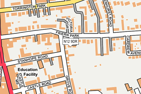 N12 9DR map - OS OpenMap – Local (Ordnance Survey)