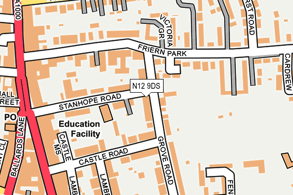 N12 9DS map - OS OpenMap – Local (Ordnance Survey)