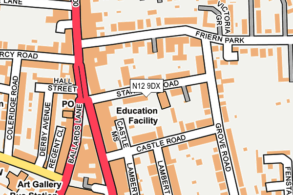 N12 9DX map - OS OpenMap – Local (Ordnance Survey)