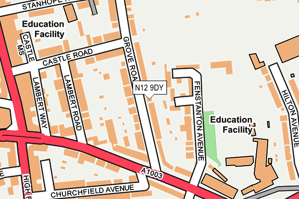 N12 9DY map - OS OpenMap – Local (Ordnance Survey)