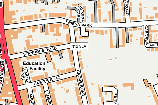 N12 9EA map - OS OpenMap – Local (Ordnance Survey)