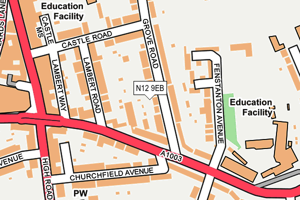 N12 9EB map - OS OpenMap – Local (Ordnance Survey)