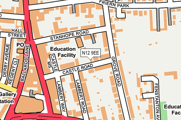 N12 9EE map - OS OpenMap – Local (Ordnance Survey)