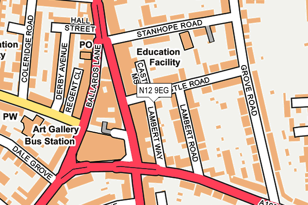 N12 9EG map - OS OpenMap – Local (Ordnance Survey)