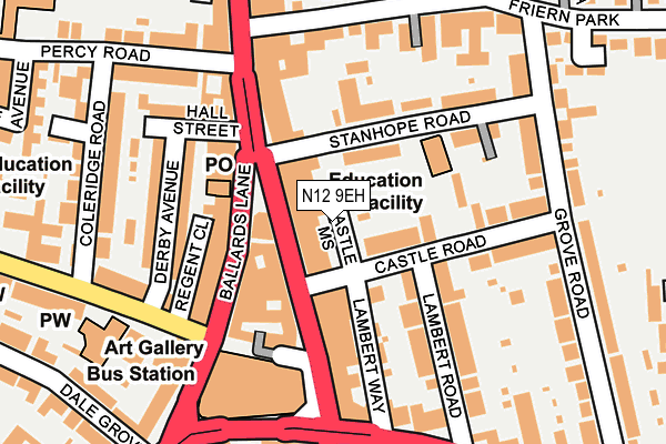 N12 9EH map - OS OpenMap – Local (Ordnance Survey)