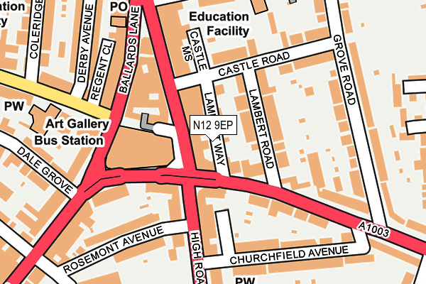 N12 9EP map - OS OpenMap – Local (Ordnance Survey)