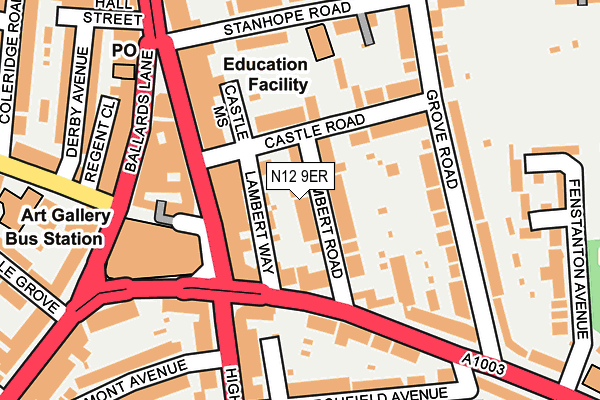 N12 9ER map - OS OpenMap – Local (Ordnance Survey)