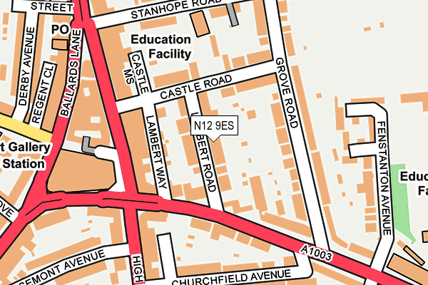 N12 9ES map - OS OpenMap – Local (Ordnance Survey)