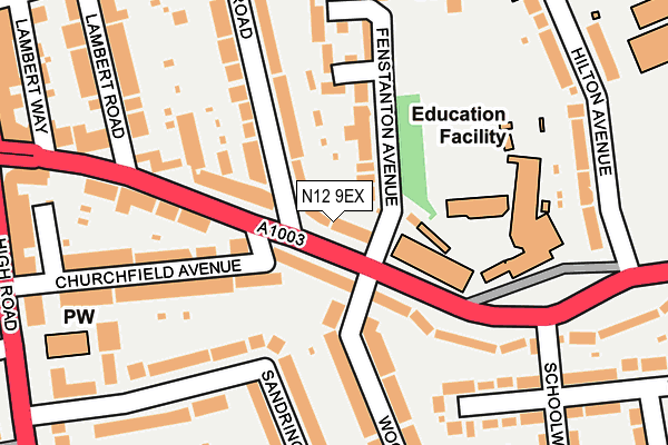 N12 9EX map - OS OpenMap – Local (Ordnance Survey)