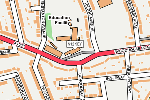 N12 9EY map - OS OpenMap – Local (Ordnance Survey)