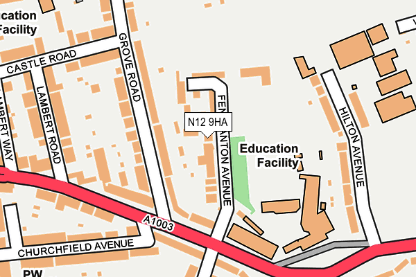 N12 9HA map - OS OpenMap – Local (Ordnance Survey)