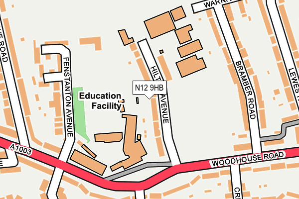 N12 9HB map - OS OpenMap – Local (Ordnance Survey)