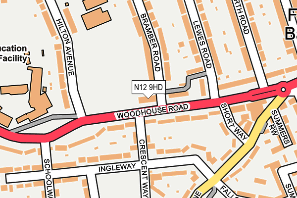 N12 9HD map - OS OpenMap – Local (Ordnance Survey)