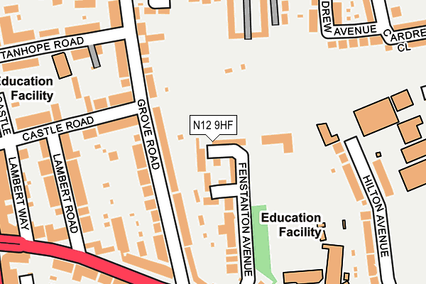 N12 9HF map - OS OpenMap – Local (Ordnance Survey)