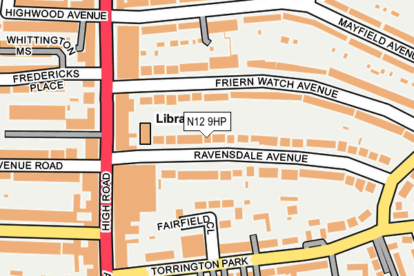 N12 9HP map - OS OpenMap – Local (Ordnance Survey)