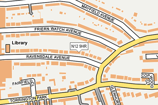 N12 9HR map - OS OpenMap – Local (Ordnance Survey)