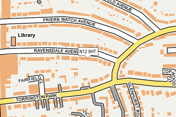 N12 9HT map - OS OpenMap – Local (Ordnance Survey)