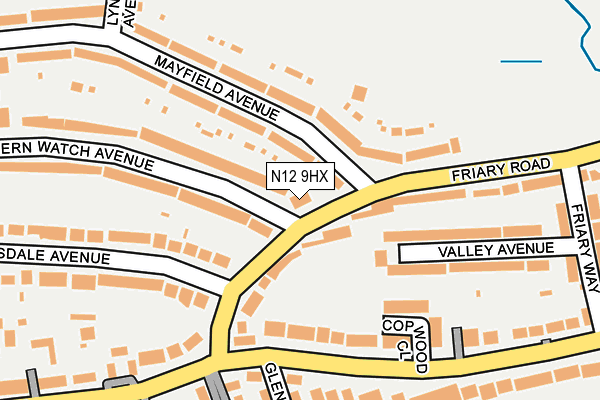 N12 9HX map - OS OpenMap – Local (Ordnance Survey)