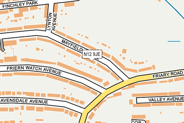N12 9JE map - OS OpenMap – Local (Ordnance Survey)