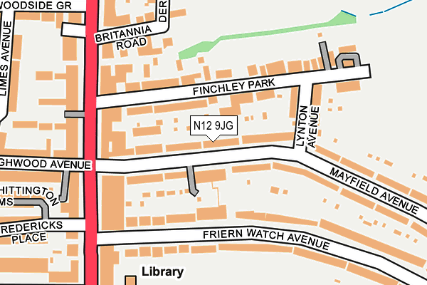 N12 9JG map - OS OpenMap – Local (Ordnance Survey)