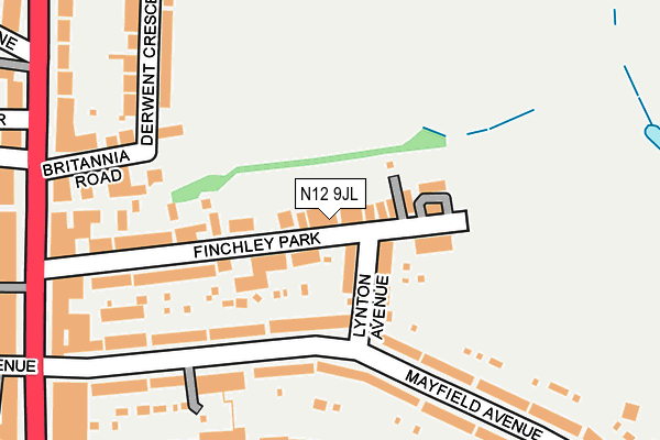 N12 9JL map - OS OpenMap – Local (Ordnance Survey)