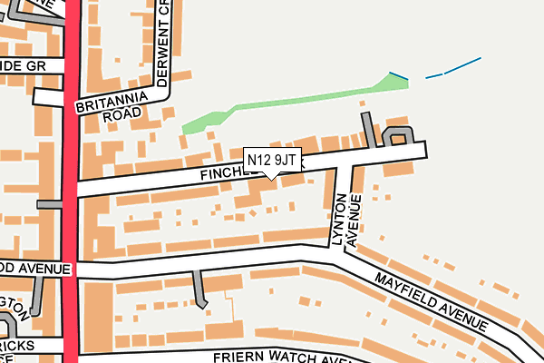 N12 9JT map - OS OpenMap – Local (Ordnance Survey)