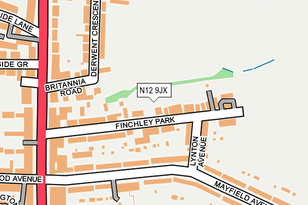 N12 9JX map - OS OpenMap – Local (Ordnance Survey)