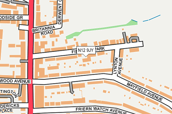 N12 9JY map - OS OpenMap – Local (Ordnance Survey)