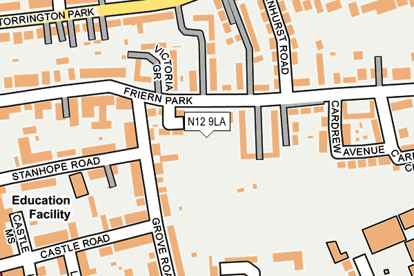 N12 9LA map - OS OpenMap – Local (Ordnance Survey)